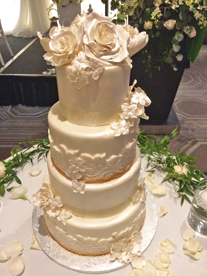 Willow Cakes & Pastries 3-Tier White on white wedding cake