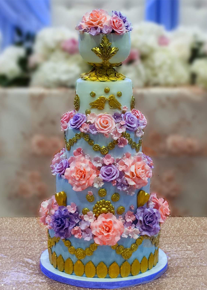 Willow Cakes & Pastries 5-Tier Wedding Cake with fine detail