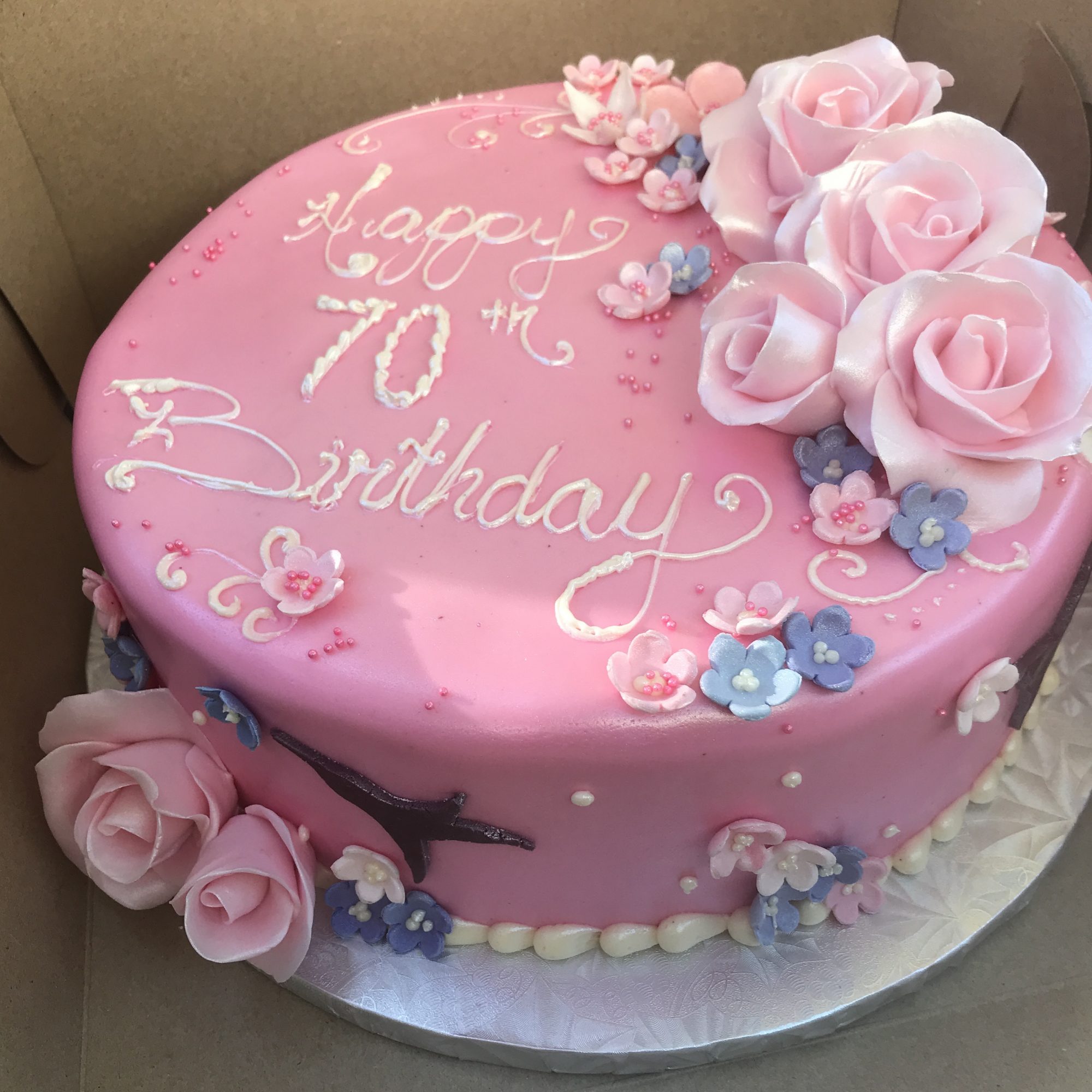 Pretty pink birthday cake